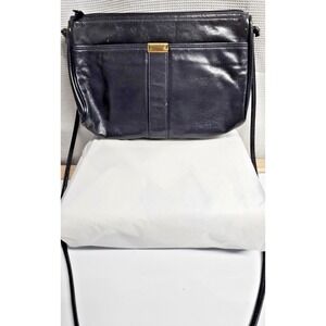 VINTAGE MR. LEATHER dark blue leather shoulder bag 9x6.5x2.5"